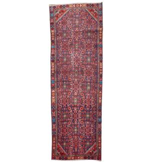 3'6x10'0 Hand Knotted Geometric Oriental Wool Runner Rug