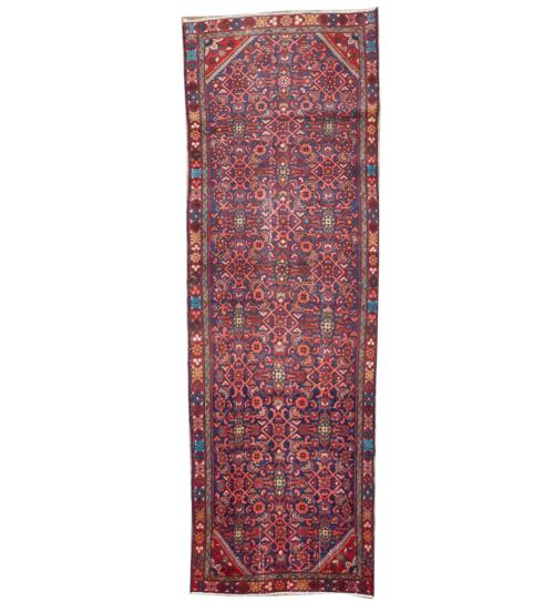 3'6x10'0 Hand Knotted Geometric Oriental Wool Runner Rug