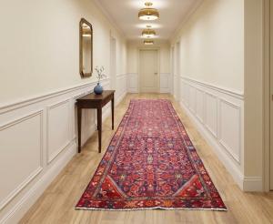 3'6x10'0 Hand Knotted Geometric Oriental Wool Runner Rug