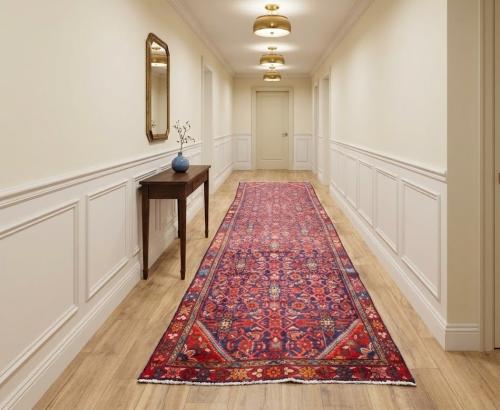 3'6x10'0 Hand Knotted Geometric Oriental Wool Runner Rug