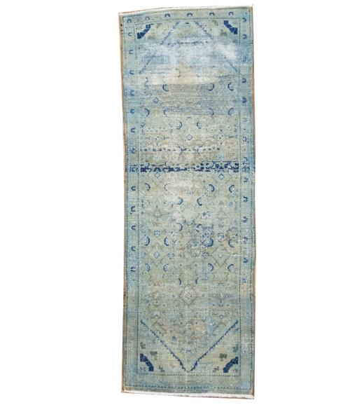 3'5x10'0 Hand Knotted Tribal Floral Oriental Wool Runner Rug