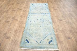 3'5x10'0 Hand Knotted Tribal Floral Oriental Wool Runner Rug