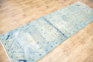 3'5x10'0 Hand Knotted Tribal Floral Oriental Wool Runner Rug