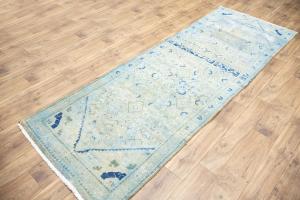 3'5x10'0 Hand Knotted Tribal Floral Oriental Wool Runner Rug