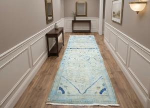 3'5x10'0 Hand Knotted Tribal Floral Oriental Wool Runner Rug