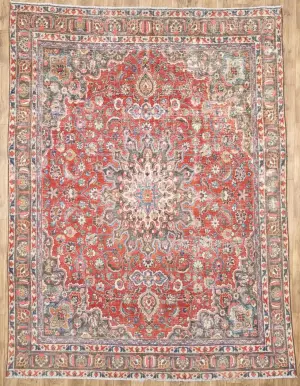 9'1x11'8 Hand Knotted Floral Classic Oriental Wool Rug