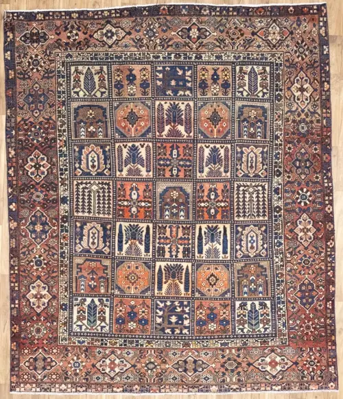 8'9x10'5 Hand Knotted Geometric Classic Oriental Wool Rug
