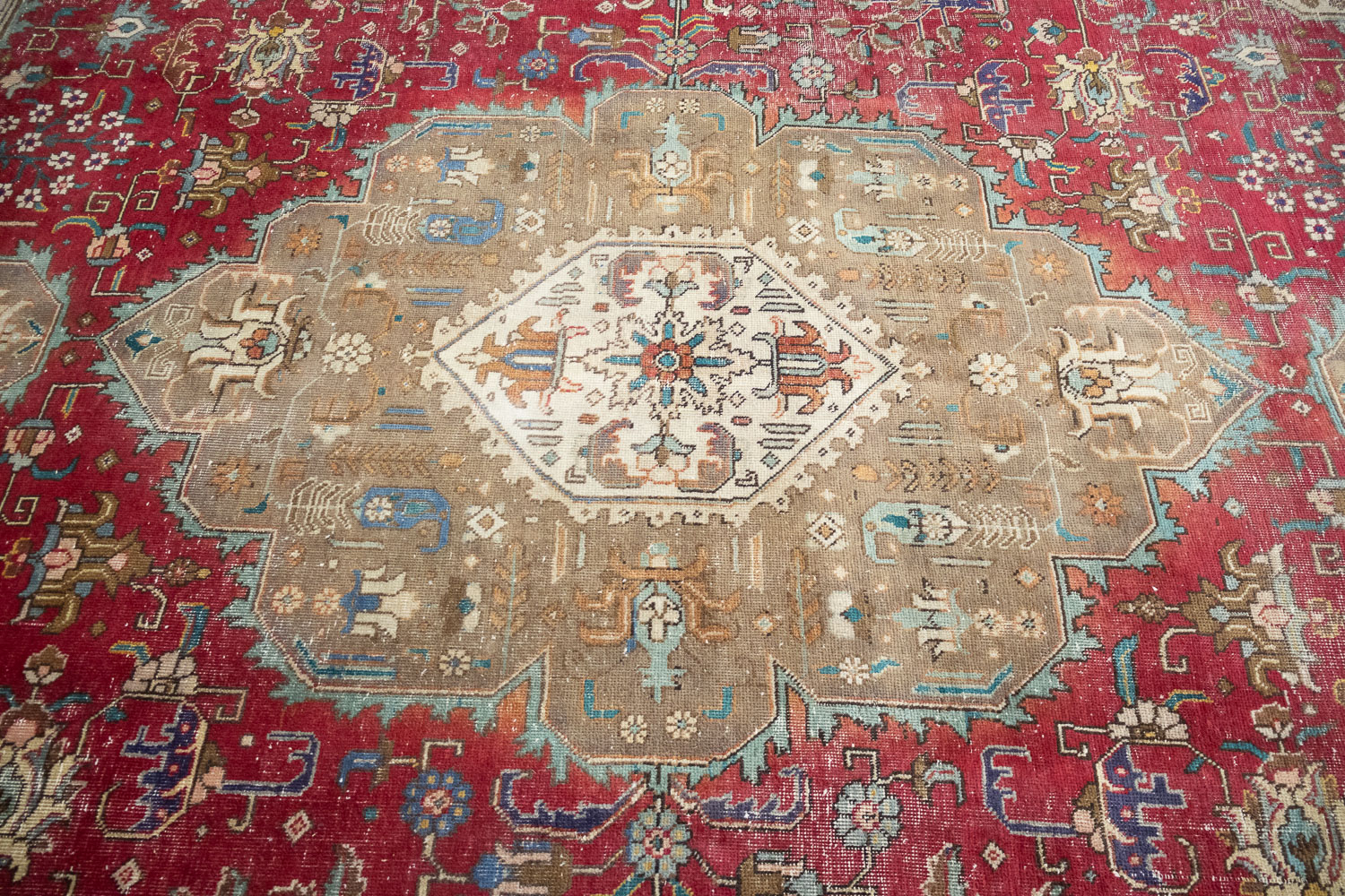 9'7x12'7 Hand Knotted Red Floral Classic Oriental Wool Rug - Image 5