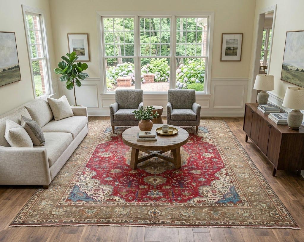 9'7x12'7 Hand Knotted Red Floral Classic Oriental Wool Rug - Image 2