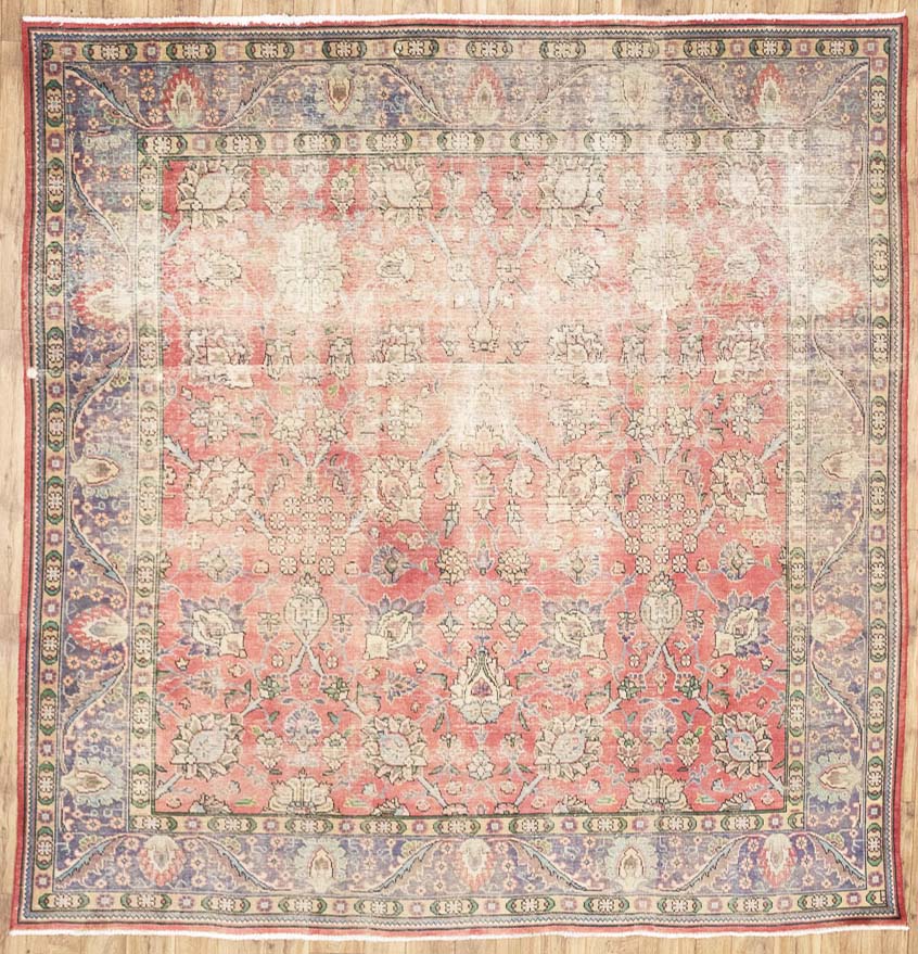9'5x9'8 Hand Knotted Traditional Floral Oriental Wool Rug - Image 2