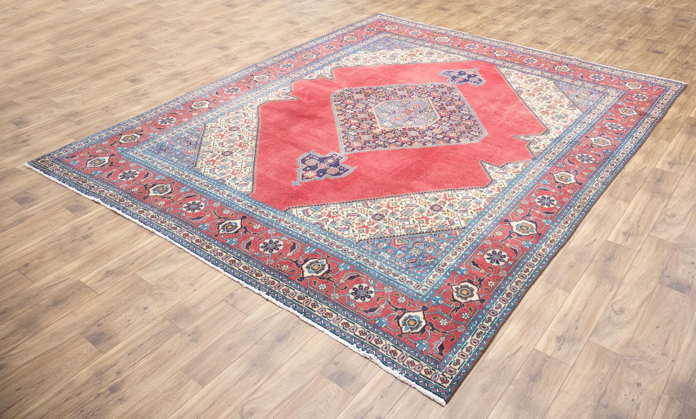 9'7x12'4 Hand Knotted Traditional Floral Oriental Wool Rug - Image 4