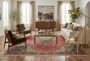 9'6x12'5 Hand Knotted Traditional Floral Oriental Wool Rug