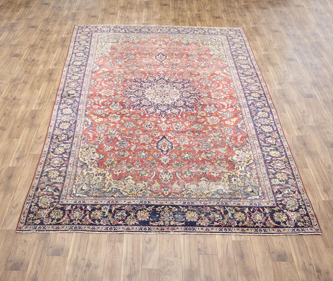 9'1x12'11 Hand Knotted Traditional Floral Oriental Wool Rug - Image 1