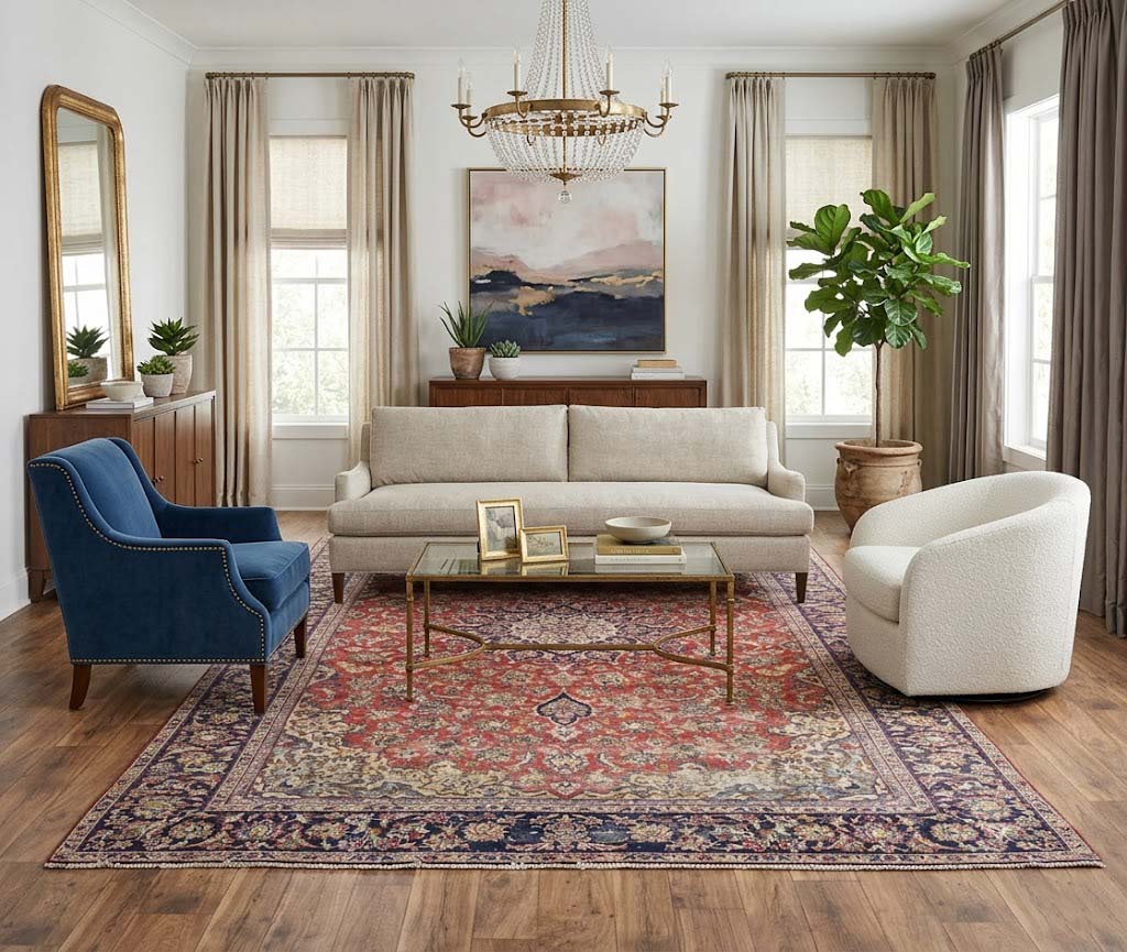 9'1x12'11 Hand Knotted Traditional Floral Oriental Wool Rug - Image 3