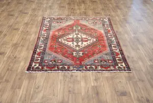 5'0x6'9 Hand Knotted Tribal Geometric Oriental Wool Rug