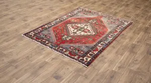 5'0x6'9 Hand Knotted Tribal Geometric Oriental Wool Rug