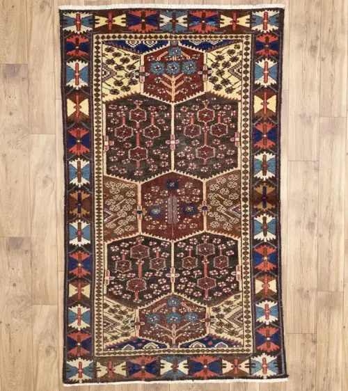 3'9x6'6 Hand Knotted Floral Traditional Oriental Wool Rug