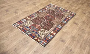 3'9x6'6 Hand Knotted Floral Traditional Oriental Wool Rug