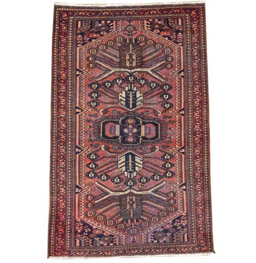 4'0x6'5 Hand Knotted Tribal Geometric Oriental Wool Rug