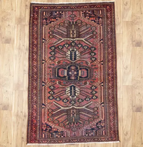 4'0x6'5 Hand Knotted Tribal Geometric Oriental Wool Rug