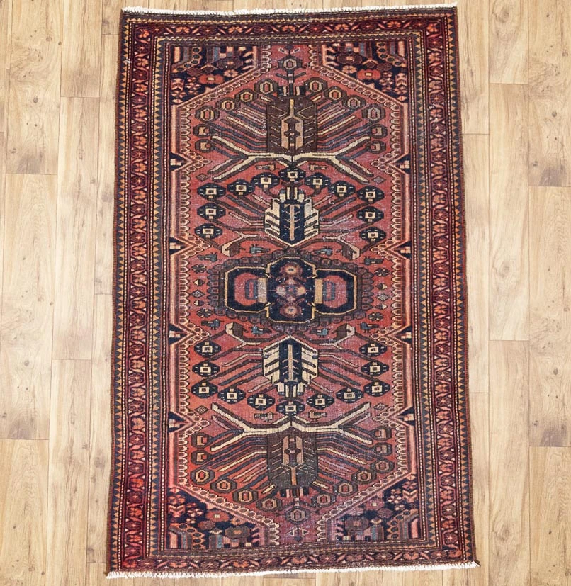 4'0x6'5 Hand Knotted Tribal Geometric Oriental Wool Rug - Image 1