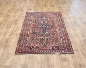 4'0x6'5 Hand Knotted Tribal Geometric Oriental Wool Rug