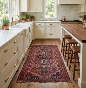 4'0x6'5 Hand Knotted Tribal Geometric Oriental Wool Rug