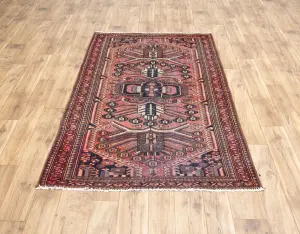 4'0x6'5 Hand Knotted Tribal Geometric Oriental Wool Rug