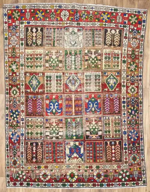 5'0x6'5 Hand Knotted Tribal Pictorial Oriental Wool Rug