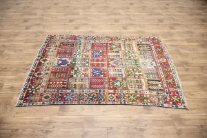 5'0x6'5 Hand Knotted Tribal Pictorial Oriental Wool Rug