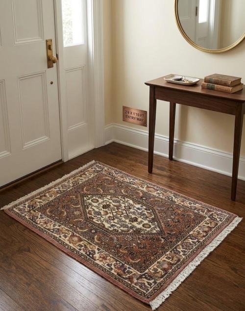 Vintage Clay Tribal 2X2'4 Bidjar Persian Rug