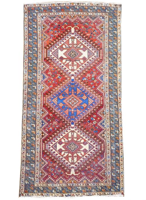 5'3x10'1 Hand Knotted Tribal Geometric Oriental Wool Rug
