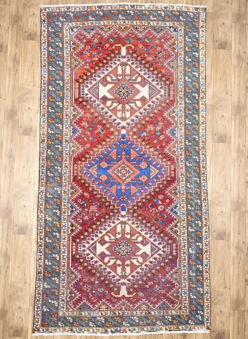 5'3x10'1 Hand Knotted Tribal Geometric Oriental Wool Rug