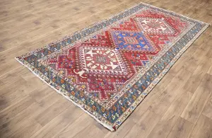 5'3x10'1 Hand Knotted Tribal Geometric Oriental Wool Rug