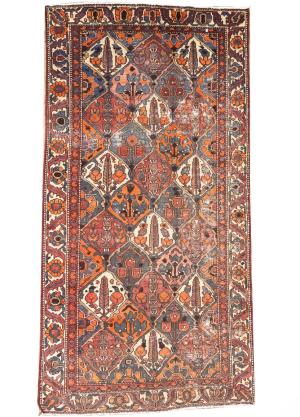 4'8x9'2 Hand Knotted Tribal Floral Oriental Wool Rug