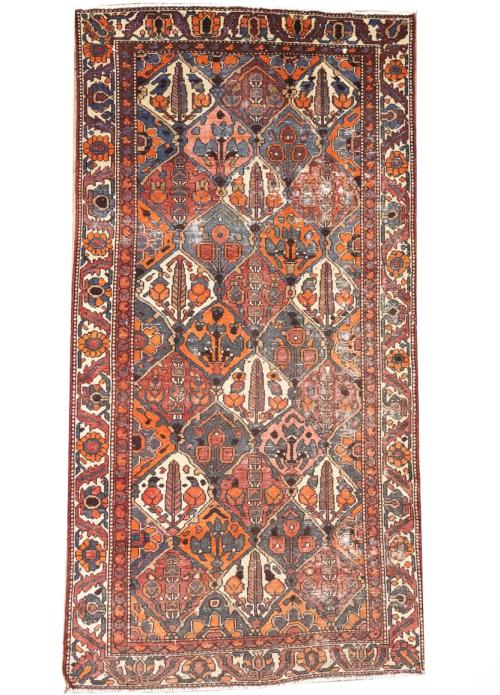4'8x9'2 Hand Knotted Tribal Floral Oriental Wool Rug
