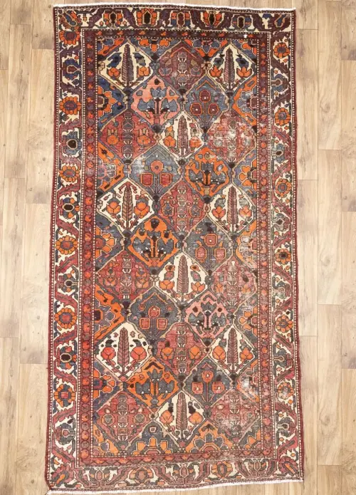 4'8x9'2 Hand Knotted Tribal Floral Oriental Wool Rug