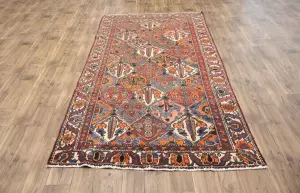 4'8x9'2 Hand Knotted Tribal Floral Oriental Wool Rug
