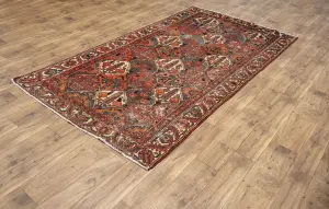 4'8x9'2 Hand Knotted Tribal Floral Oriental Wool Rug