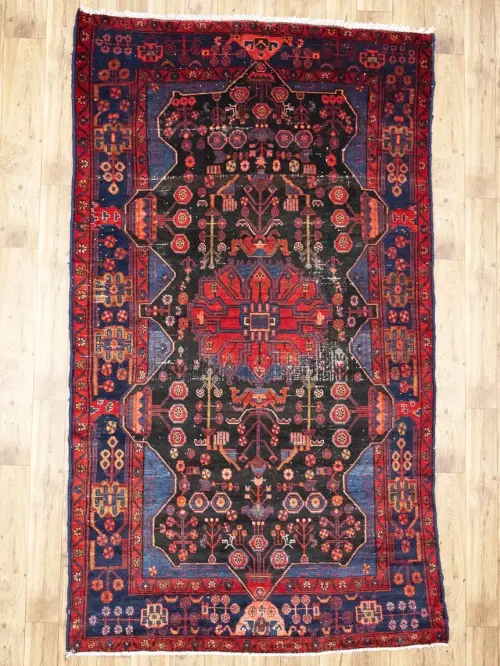 5'2x8'10 Hand Knotted Tribal Geometric Oriental Wool Rug