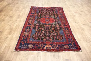 5'2x8'10 Hand Knotted Tribal Geometric Oriental Wool Rug