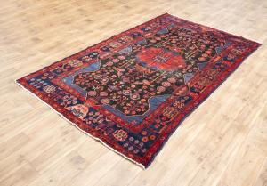 5'2 X 8'10 Hand Knotted Charcoal Floral Orintal Wool rug