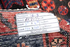 5'2x8'10 Hand Knotted Tribal Geometric Oriental Wool Rug