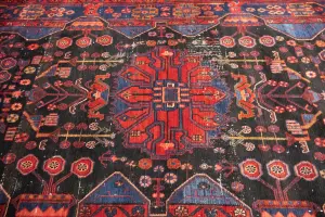 5'2x8'10 Hand Knotted Tribal Geometric Oriental Wool Rug