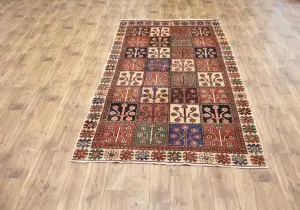 4'11x9'0 Hand Knotted Tribal Geometric Oriental Wool Rug