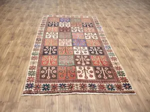 4'11x9'0 Hand Knotted Tribal Geometric Oriental Wool Rug