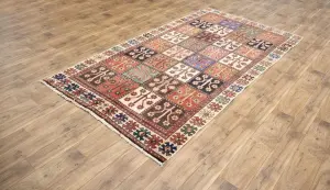 4'11x9'0 Hand Knotted Tribal Geometric Oriental Wool Rug