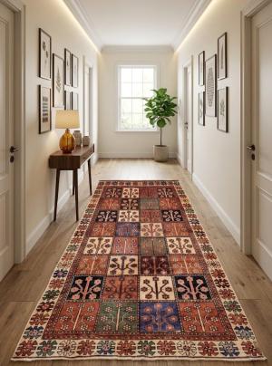 4'11x9'0 Hand Knotted Tribal Geometric Oriental Wool Rug