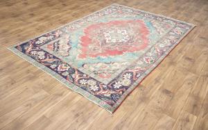 6'4x9'4 Hand Knotted Muted Floral Classic Oriental Wool Rug