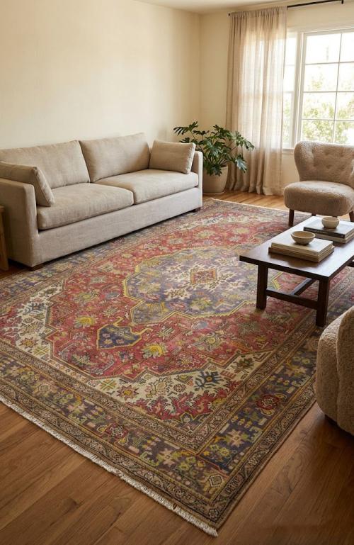 6'6x9'11 Hand Knotted Muted Floral Classic Oriental Wool Rug